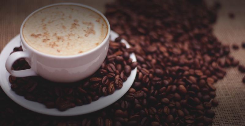 The best coffee beans on a table next to a cup of coffee